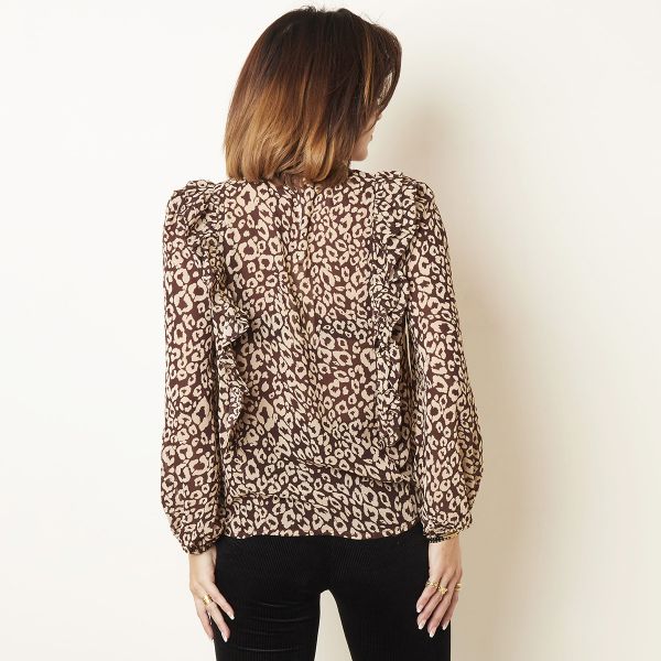 Blouse met panterprint en ruches